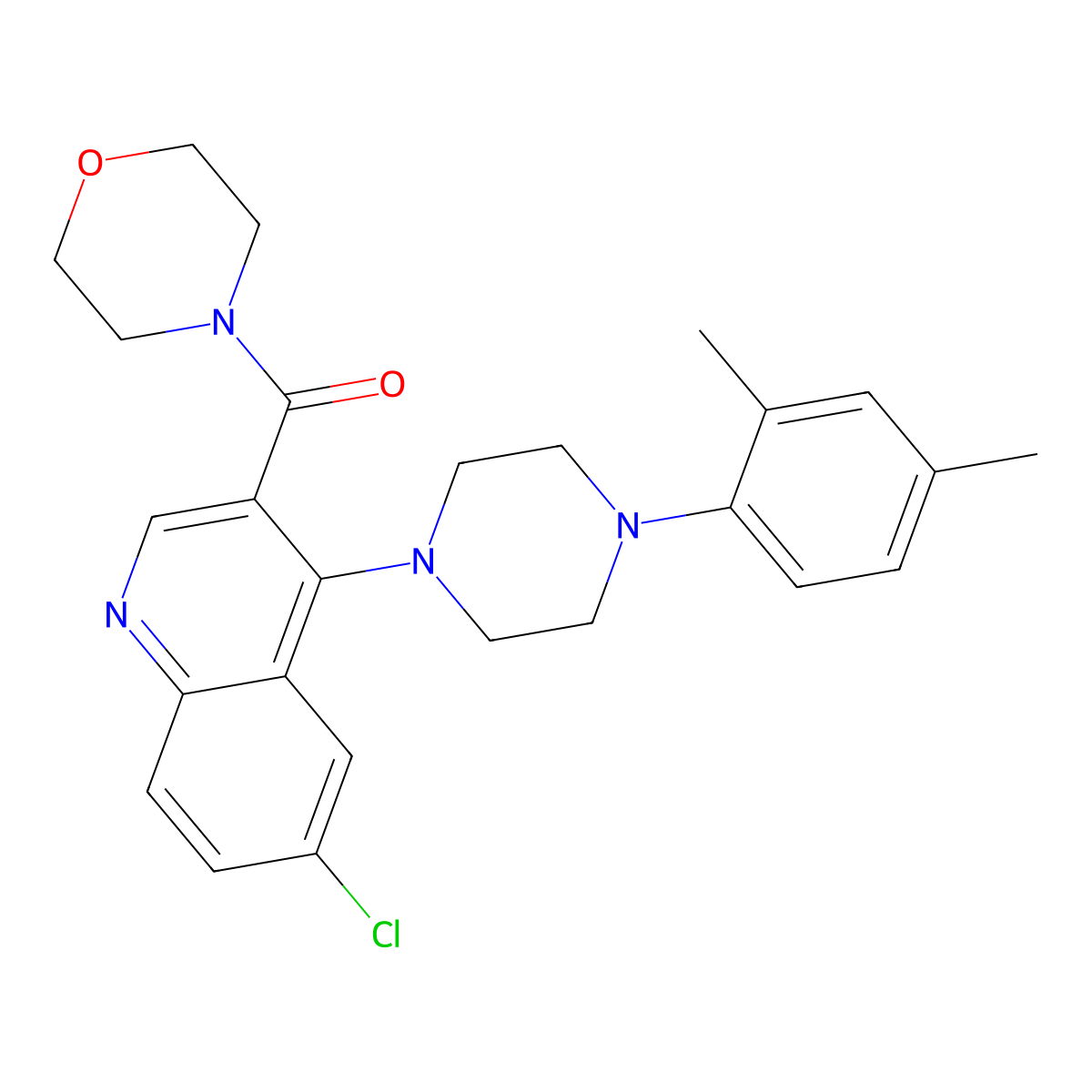 {6-Chloro-4-[4-(2,4-dimethylphenyl)piperazin-1-yl]quinolin-3-yl}(morpholin-4-yl)methanone molecular structure, CAS 1326935-99-2