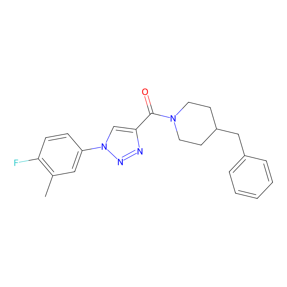 (4-benzylpiperidin-1-yl)(1-(4-fluoro-3-methylphenyl)-1H-1,2,3-triazol-4-yl)methanone molecular structure, CAS 1326936-19-9