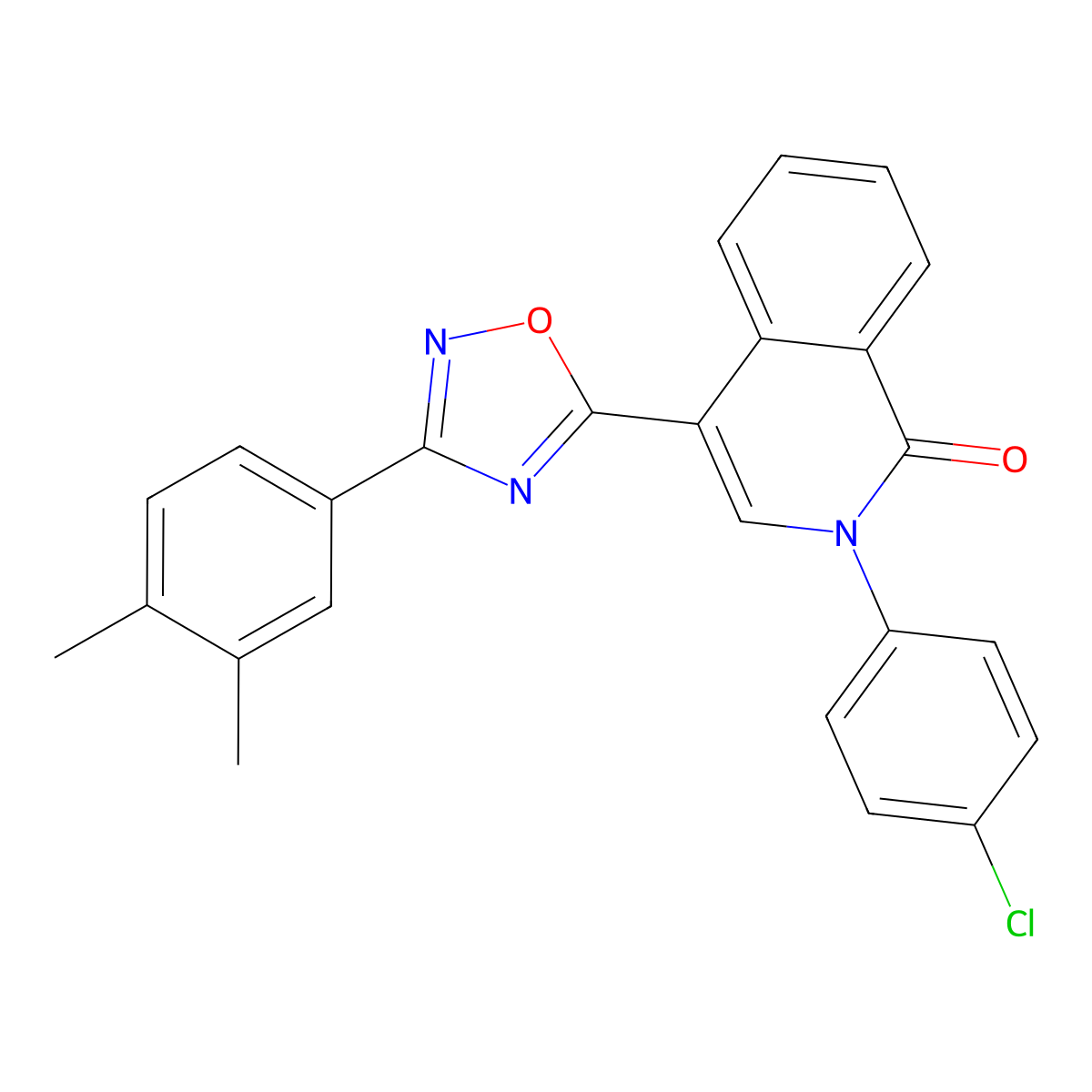 2-(4-chlorophenyl)-4-[3-(3,4-dimethylphenyl)-1,2,4-oxadiazol-5-yl]isoquinolin-1(2H)-one molecular structure, CAS 1326937-25-0
