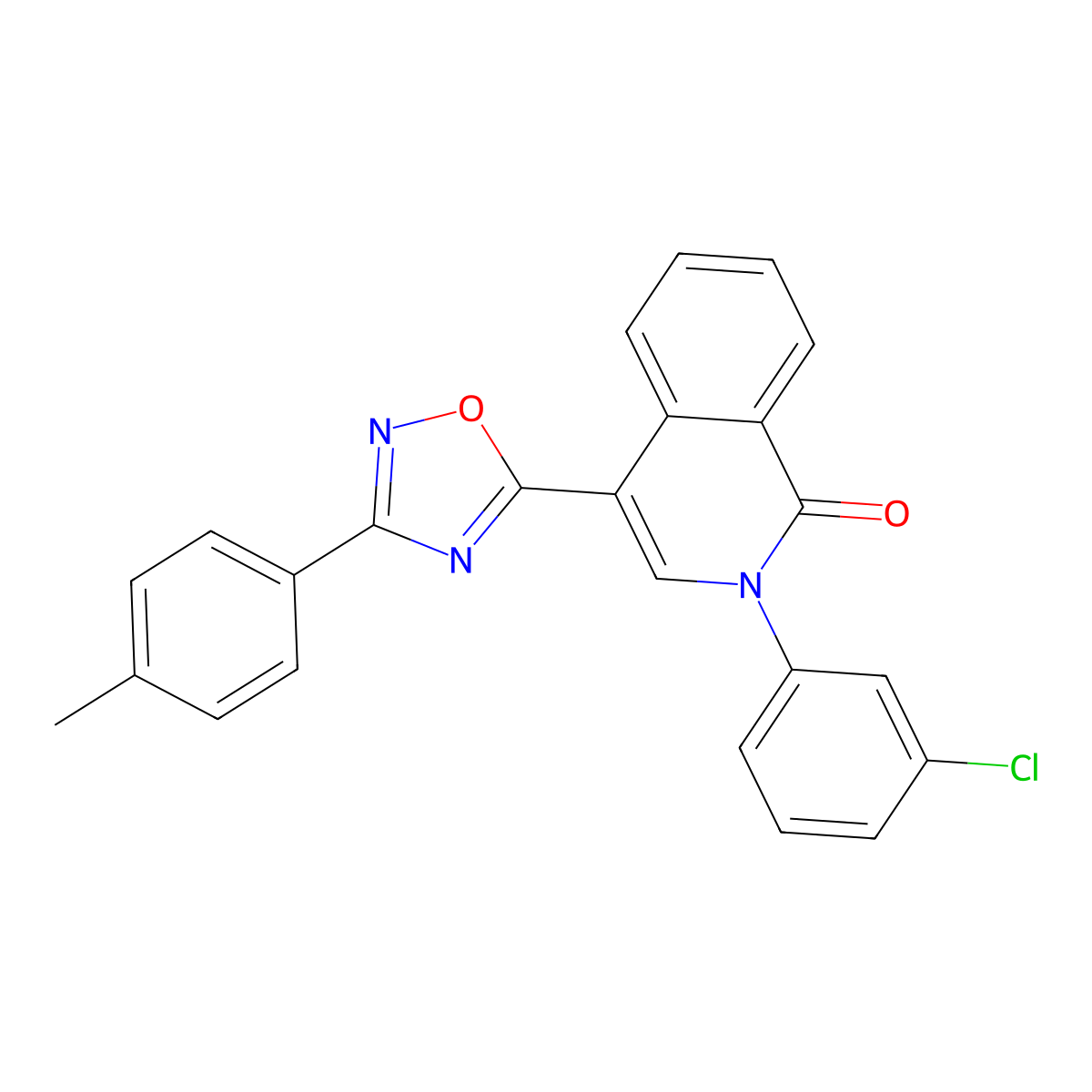 2-(3-chlorophenyl)-4-[3-(4-methylphenyl)-1,2,4-oxadiazol-5-yl]isoquinolin-1(2H)-one molecular structure, CAS 1326937-29-4