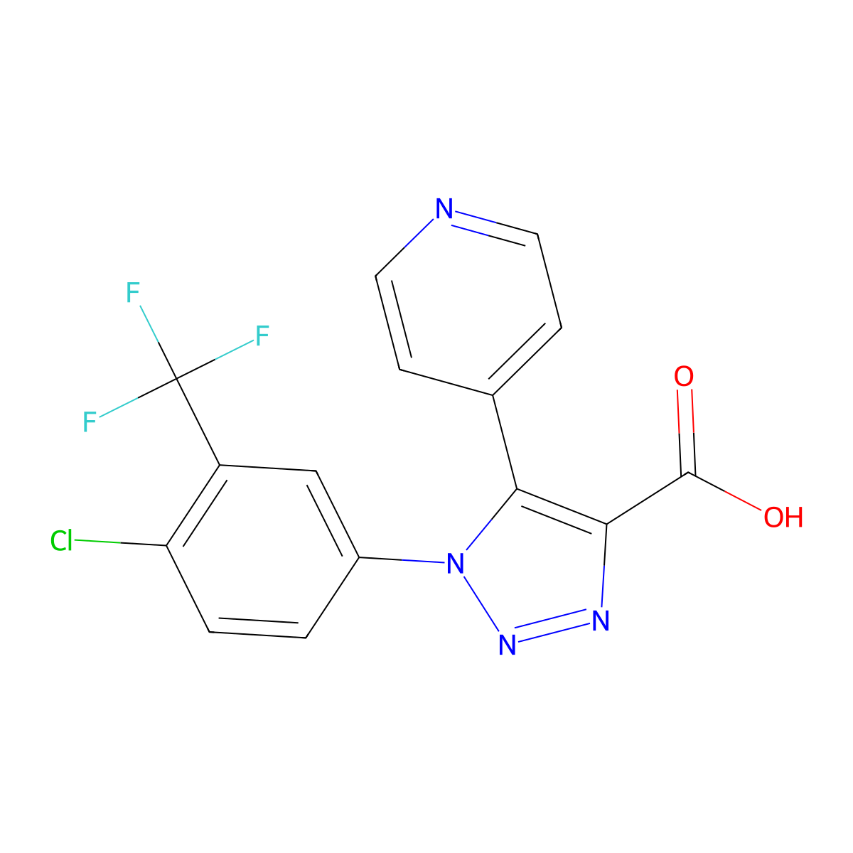 1-[4-chloro-3-(trifluoromethyl)phenyl]-5-(pyridin-4-yl)-1H-1,2,3-triazole-4-carboxylic acid molecular structure, CAS 1326937-41-0