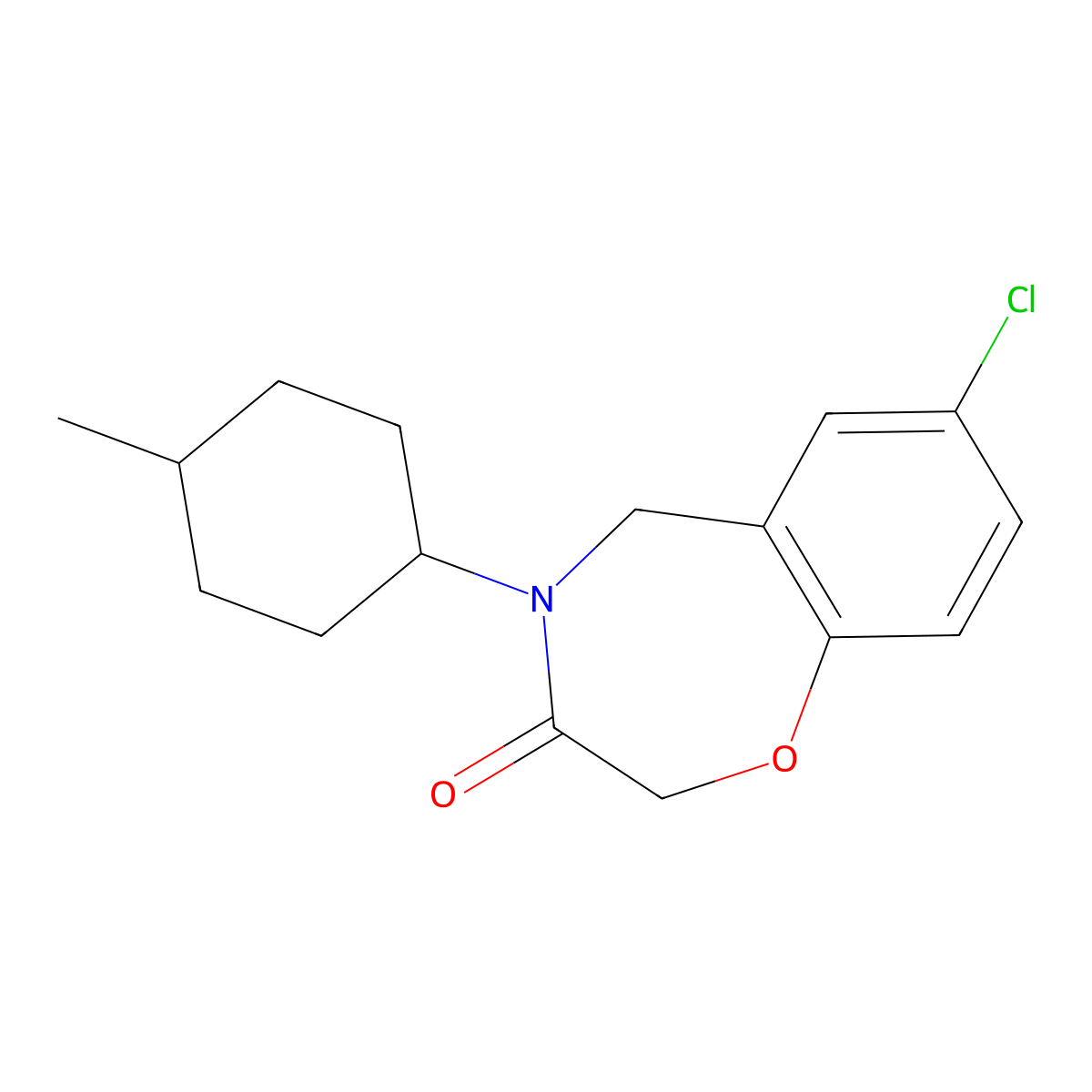 7-chloro-4-(4-methylcyclohexyl)-4,5-dihydro-1,4-benzoxazepin-3(2H)-one molecular structure, CAS 1326937-69-2
