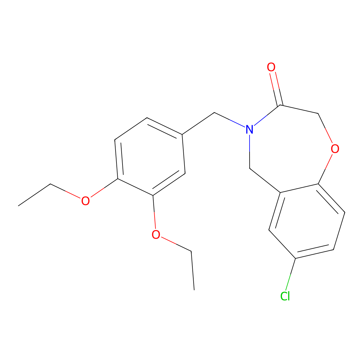 7-chloro-4-(3,4-diethoxybenzyl)-4,5-dihydro-1,4-benzoxazepin-3(2H)-one molecular structure, CAS 1326937-73-8