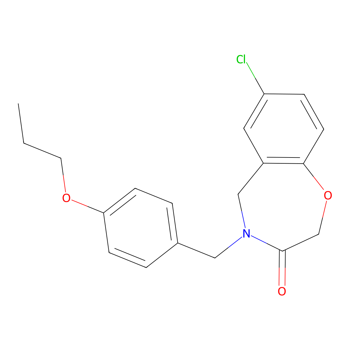 7-chloro-4-(4-propoxybenzyl)-4,5-dihydro-1,4-benzoxazepin-3(2H)-one molecular structure, CAS 1326937-82-9