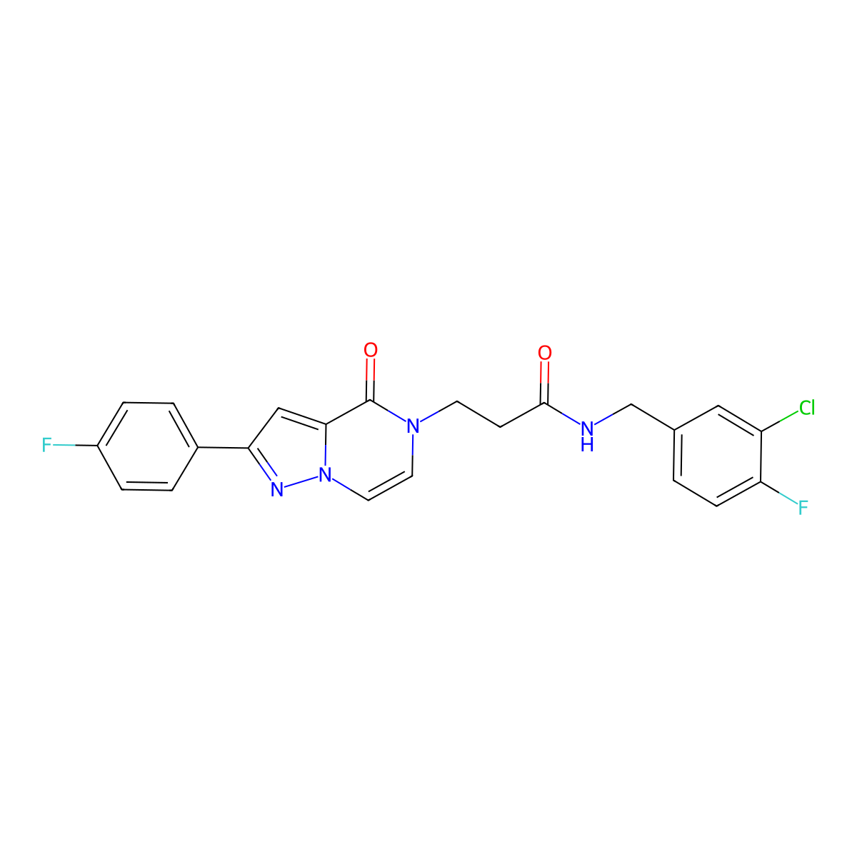N-(3-chloro-4-fluorobenzyl)-3-[2-(4-fluorophenyl)-4-oxopyrazolo[1,5-a]pyrazin-5(4H)-yl]propanamide molecular structure, CAS 1326938-49-1