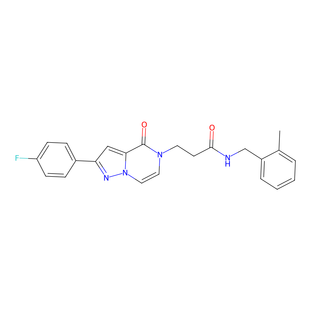 3-[2-(4-fluorophenyl)-4-oxopyrazolo[1,5-a]pyrazin-5(4H)-yl]-N-(2-methylbenzyl)propanamide molecular structure, CAS 1326938-55-9