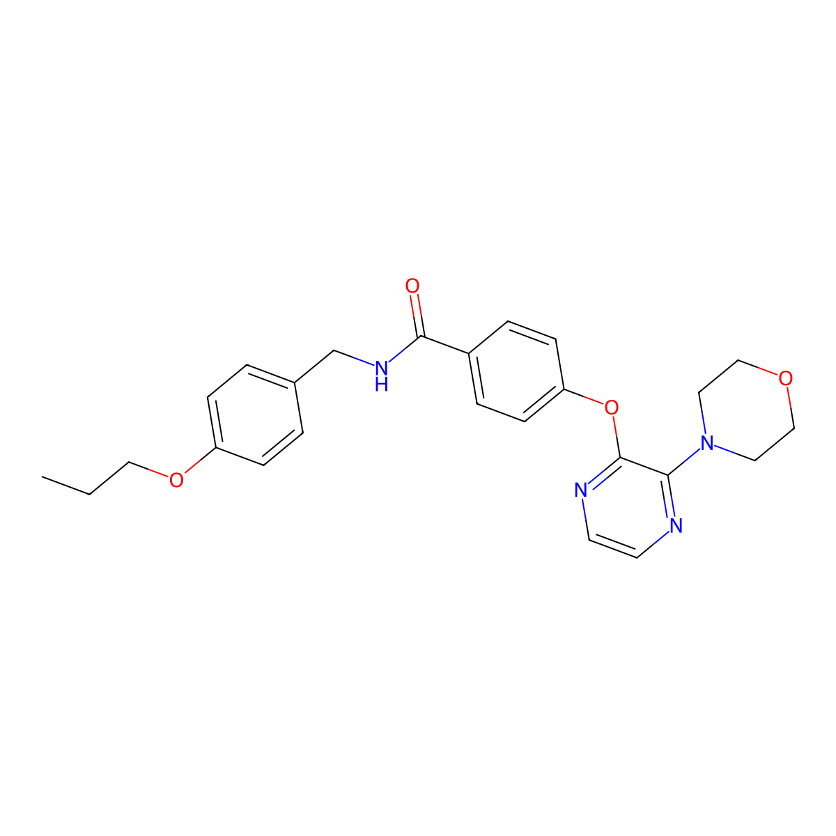 4-[(3-morpholin-4-ylpyrazin-2-yl)oxy]-N-(4-propoxybenzyl)benzamide molecular structure, CAS 1326939-14-3
