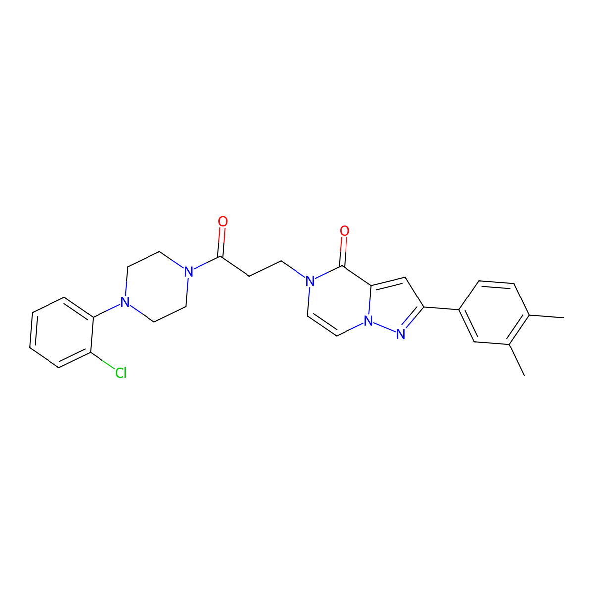 5-{3-[4-(2-chlorophenyl)piperazin-1-yl]-3-oxopropyl}-2-(3,4-dimethylphenyl)-4H,5H-pyrazolo[1,5-a]pyrazin-4-one molecular structure, CAS 1326939-83-6