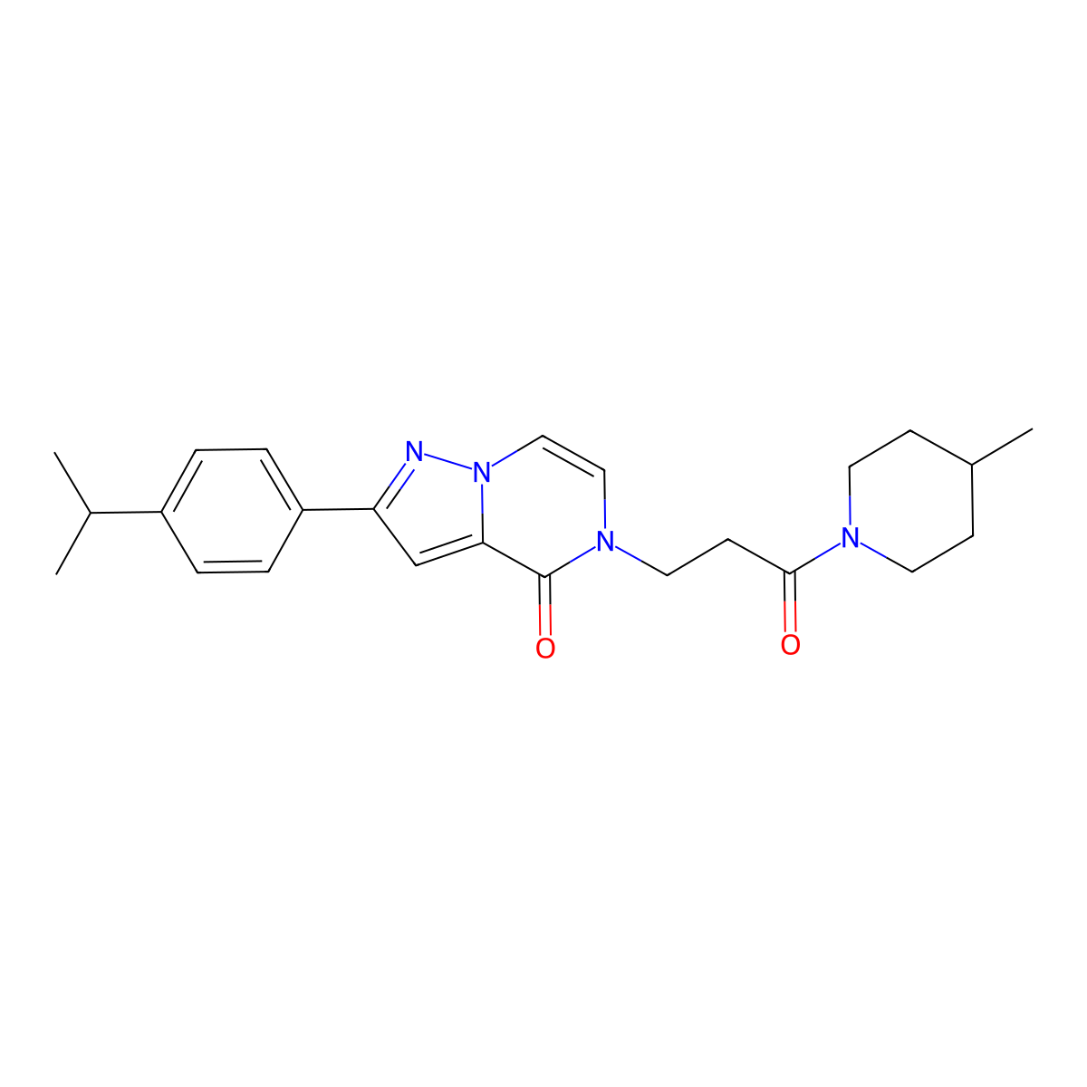 5-[3-(4-methylpiperidin-1-yl)-3-oxopropyl]-2-[4-(propan-2-yl)phenyl]pyrazolo[1,5-a]pyrazin-4(5H)-one molecular structure, CAS 1326939-90-5