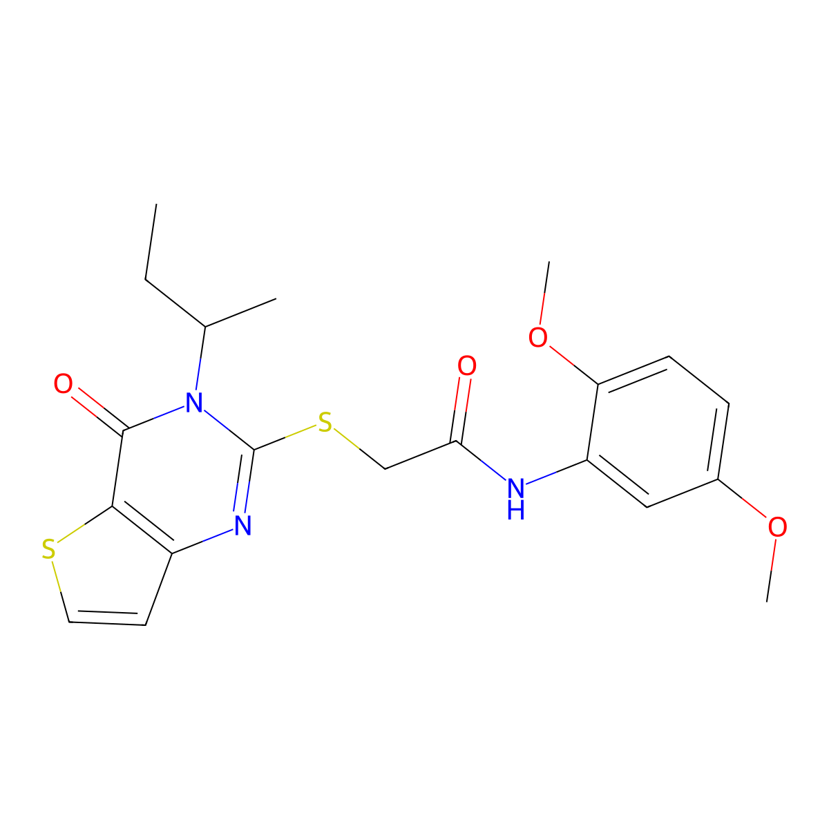 2-{[3-(butan-2-yl)-4-oxo-3,4-dihydrothieno[3,2-d]pyrimidin-2-yl]sulfanyl}-N-(2,5-dimethoxyphenyl)acetamide molecular structure, CAS 1326940-27-5