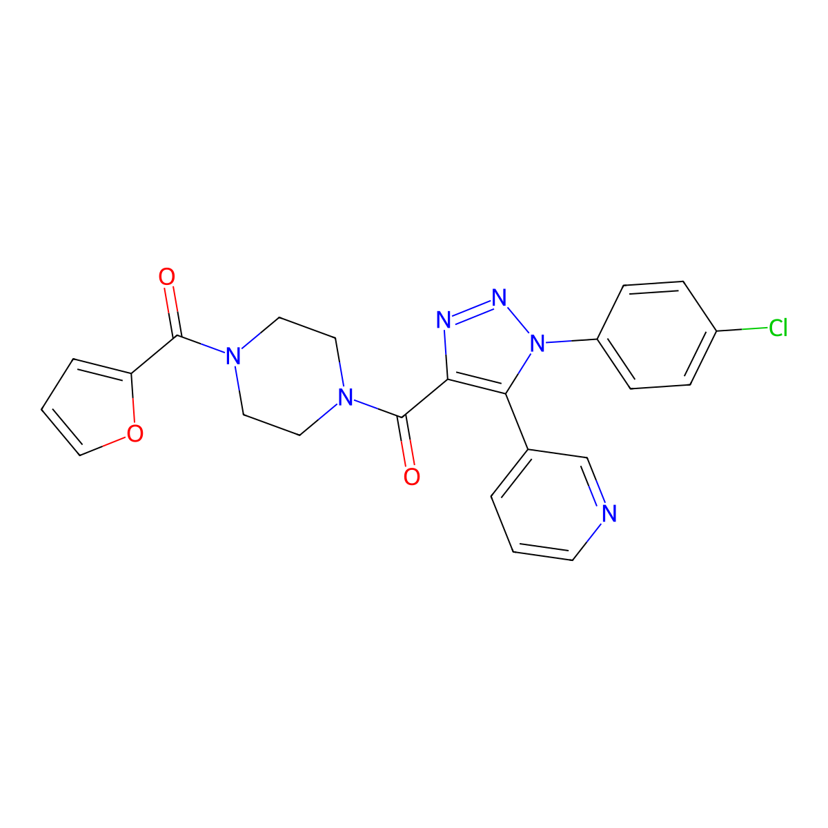 [1-(4-chlorophenyl)-5-(pyridin-3-yl)-1H-1,2,3-triazol-4-yl][4-(furan-2-ylcarbonyl)piperazin-1-yl]methanone molecular structure, CAS 1326941-02-9