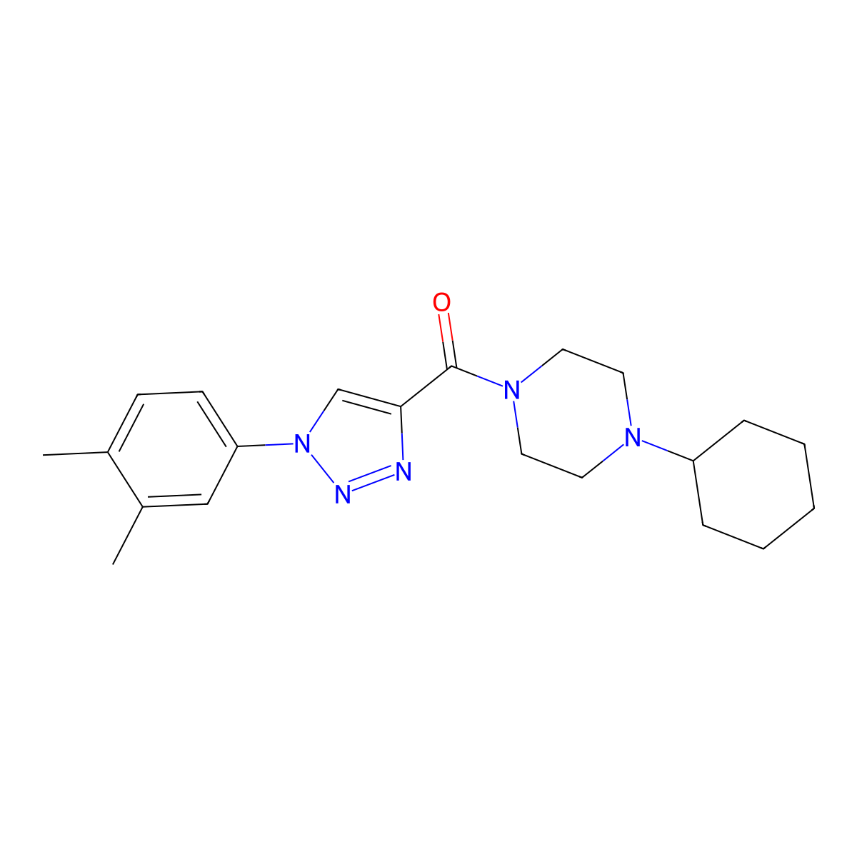 (4-cyclohexylpiperazin-1-yl)(1-(3,4-dimethylphenyl)-1H-1,2,3-triazol-4-yl)methanone molecular structure, CAS 1326941-18-7