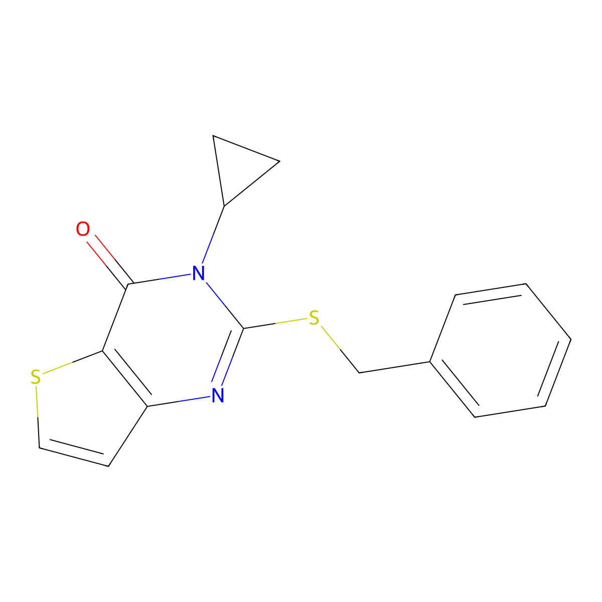 2-(benzylsulfanyl)-3-cyclopropylthieno[3,2-d]pyrimidin-4(3H)-one molecular structure, CAS 1326941-47-2
