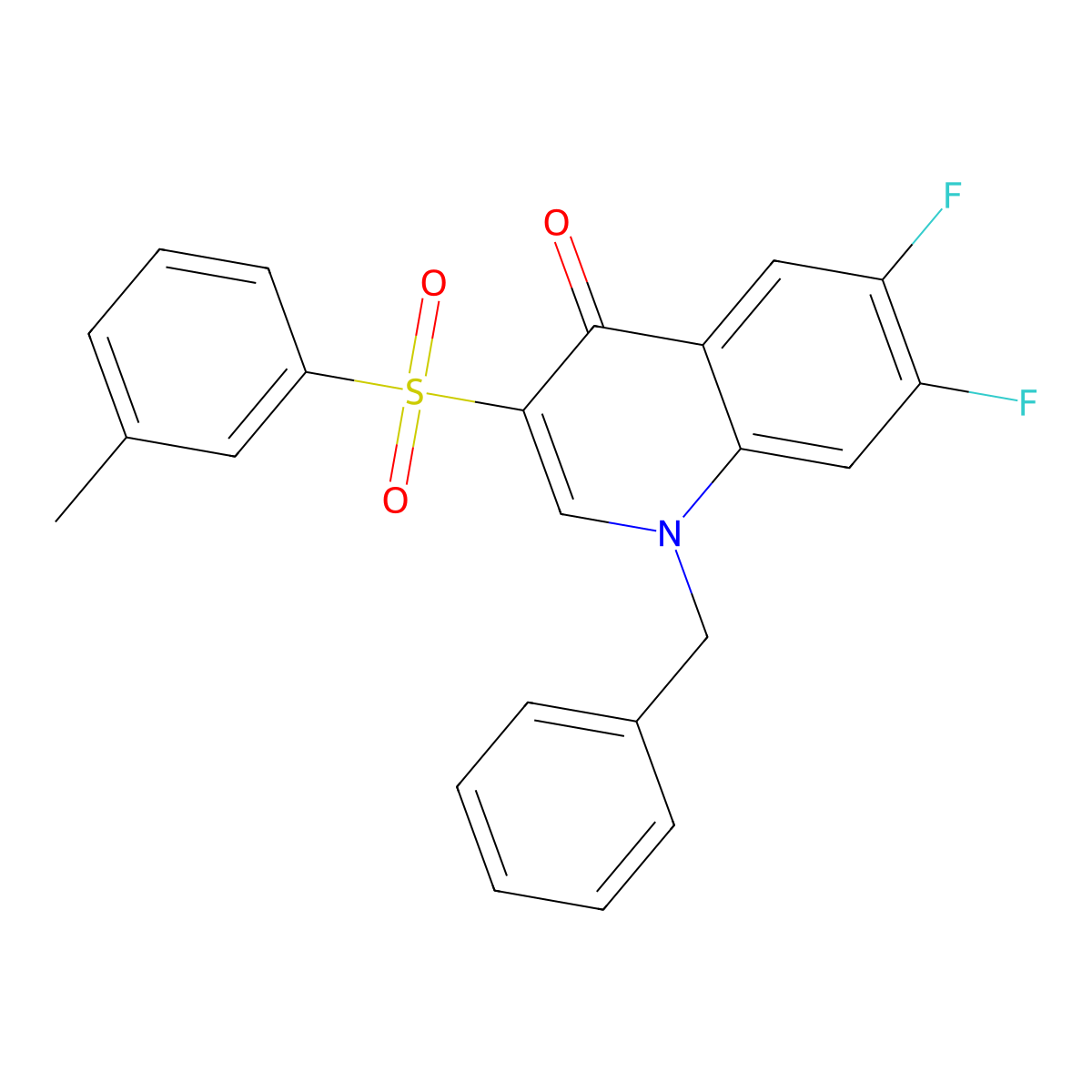 1-benzyl-6,7-difluoro-3-[(3-methylphenyl)sulfonyl]quinolin-4(1H)-one molecular structure, CAS 1326942-08-8