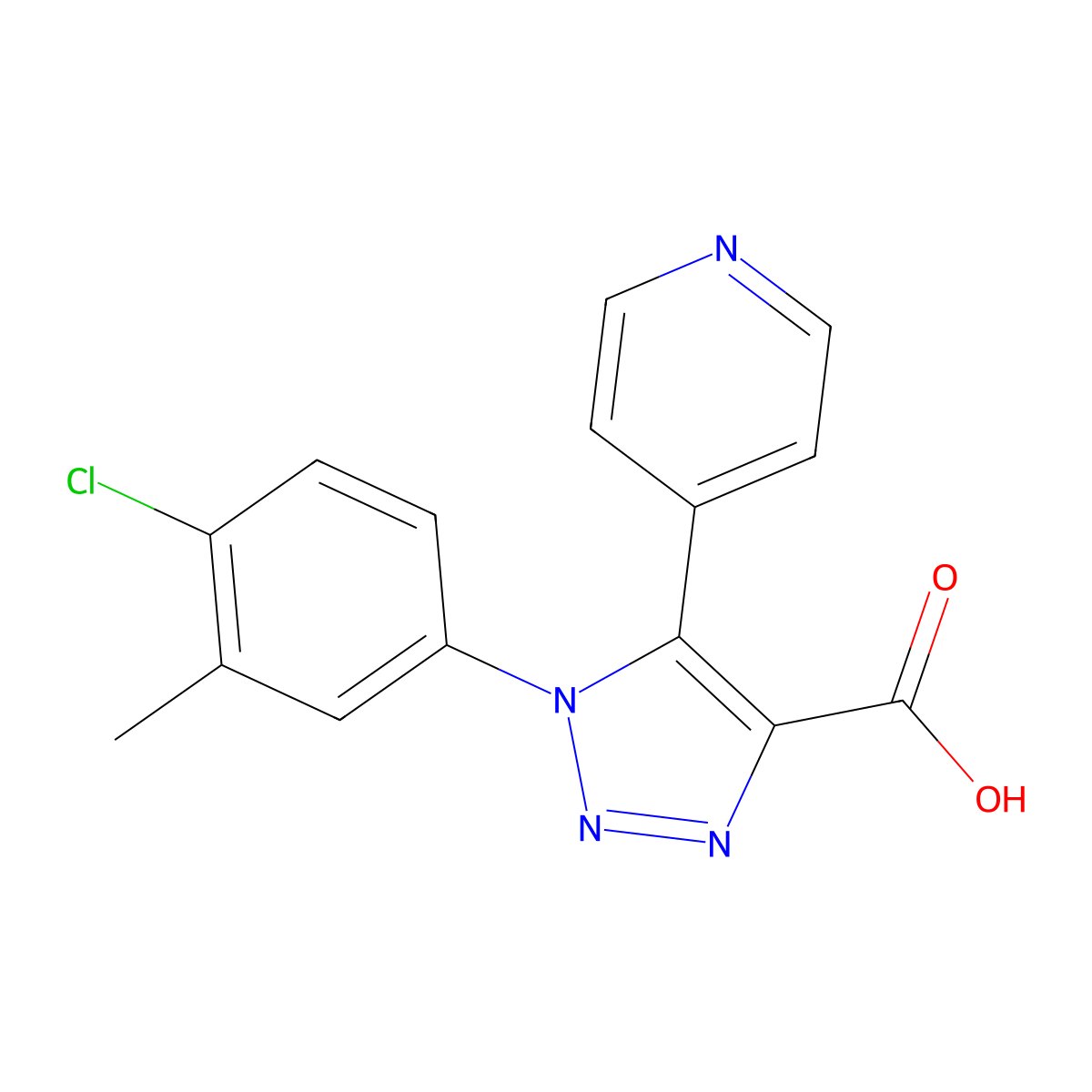 1-(4-chloro-3-methylphenyl)-5-pyridin-4-yl-1H-1,2,3-triazole-4-carboxylic acid molecular structure, CAS 1326942-10-2
