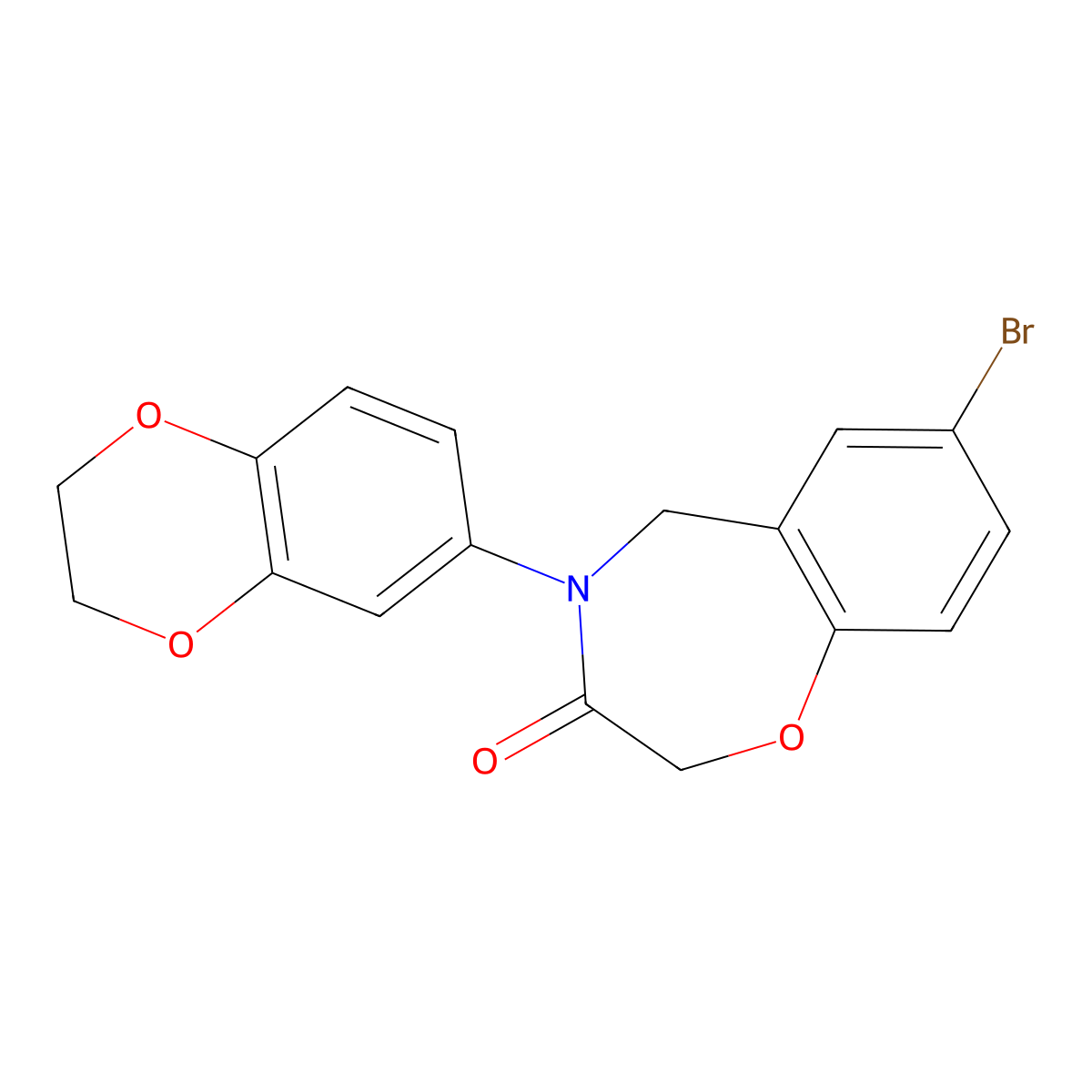 7-bromo-4-(2,3-dihydro-1,4-benzodioxin-6-yl)-4,5-dihydro-1,4-benzoxazepin-3(2H)-one molecular structure, CAS 1326942-14-6