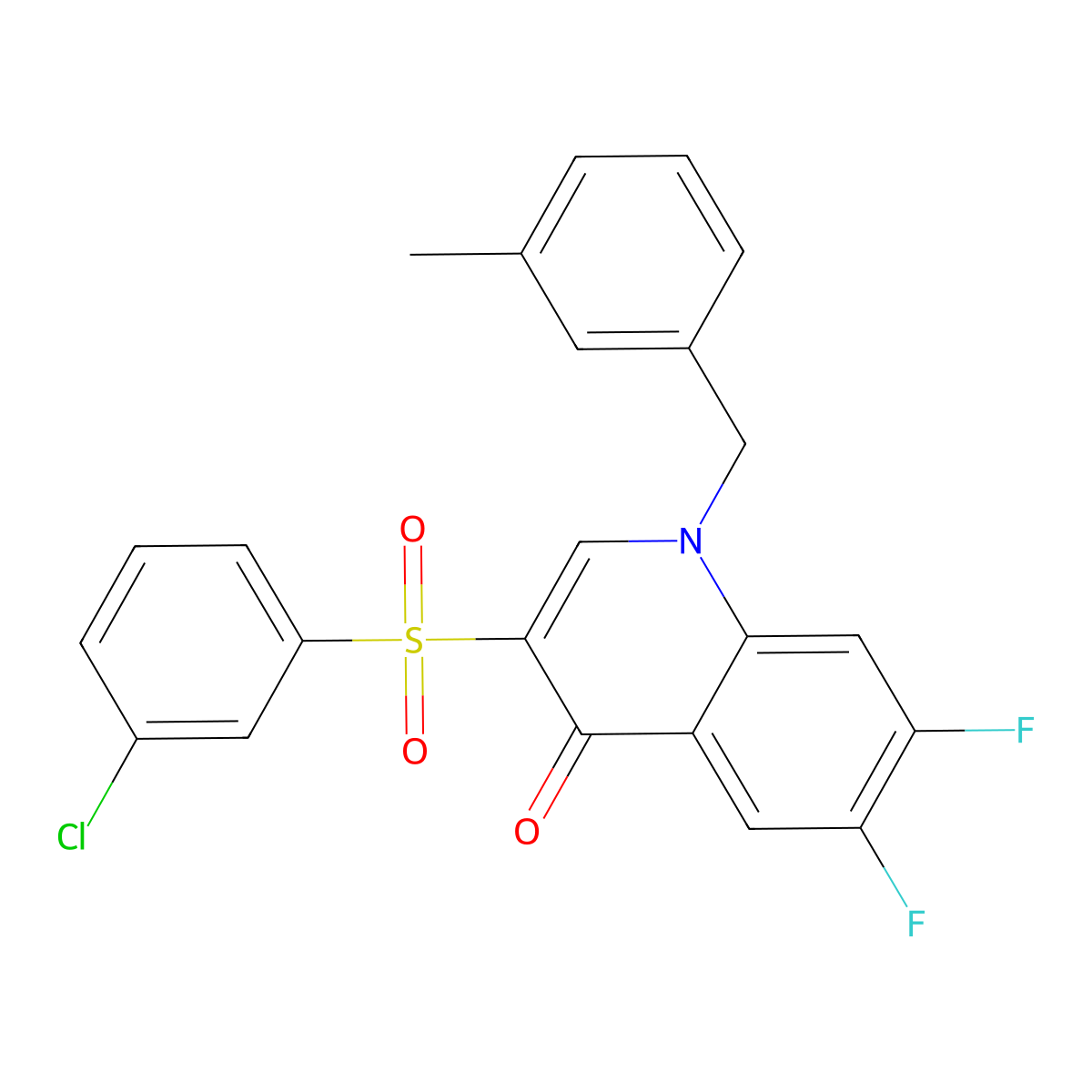 3-[(3-chlorophenyl)sulfonyl]-6,7-difluoro-1-(3-methylbenzyl)quinolin-4(1H)-one molecular structure, CAS 1326942-17-9