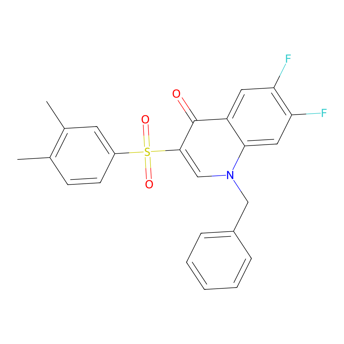 1-benzyl-3-[(3,4-dimethylphenyl)sulfonyl]-6,7-difluoroquinolin-4(1H)-one molecular structure, CAS 1326942-25-9