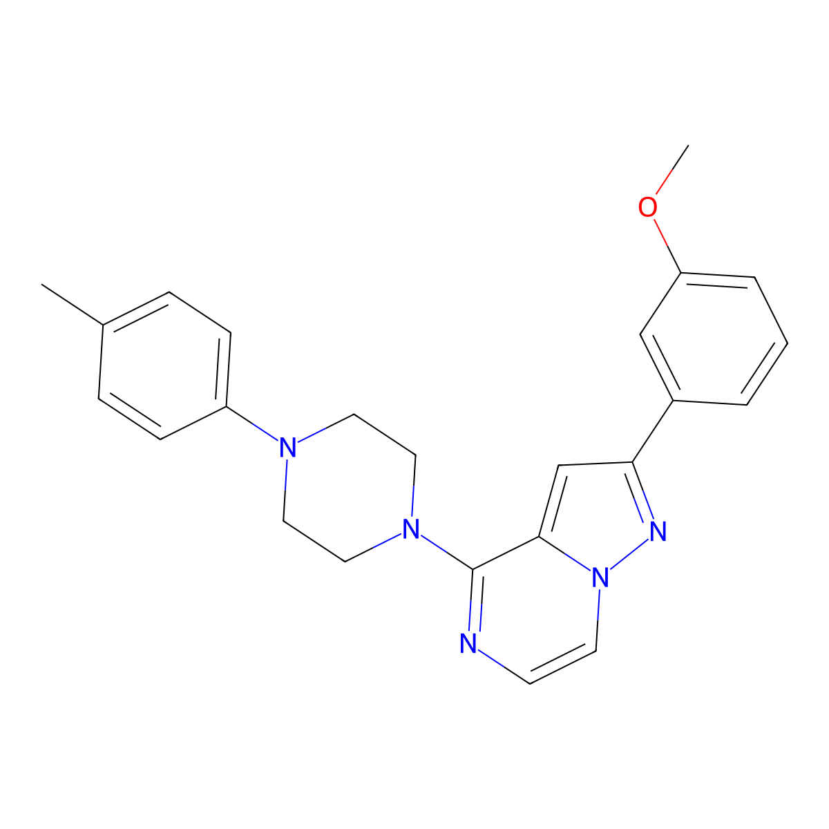 2-(3-Methoxyphenyl)-4-[4-(4-methylphenyl)piperazin-1-yl]pyrazolo[1,5-a]pyrazine molecular structure, CAS 1326942-36-2