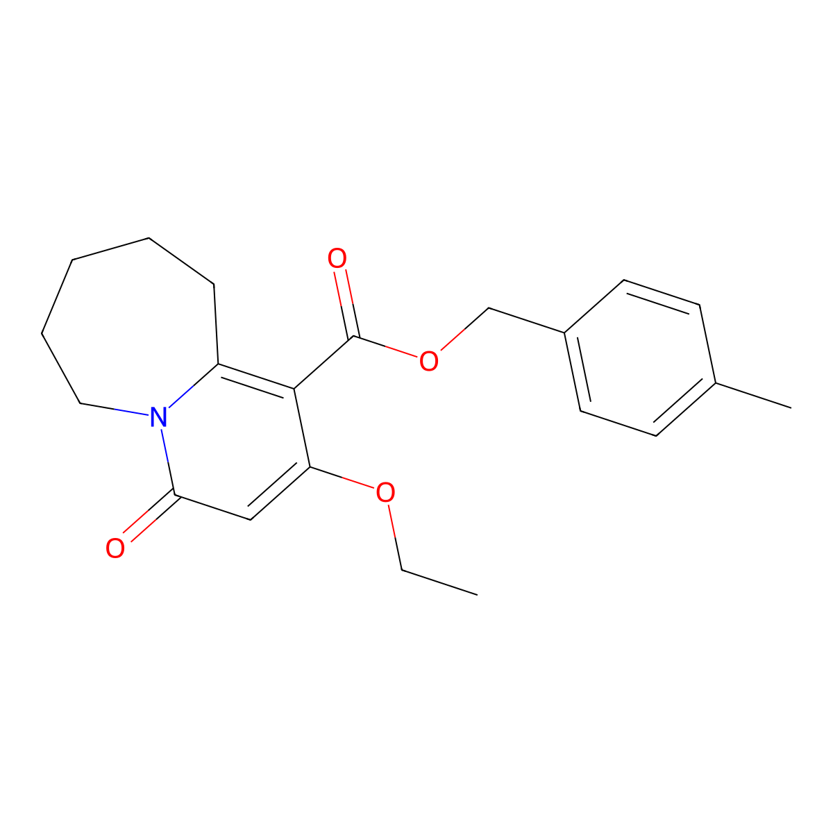 4-Methylbenzyl 2-ethoxy-4-oxo-4,6,7,8,9,10-hexahydropyrido[1,2-a]azepine-1-carboxylate molecular structure, CAS 1326942-41-9