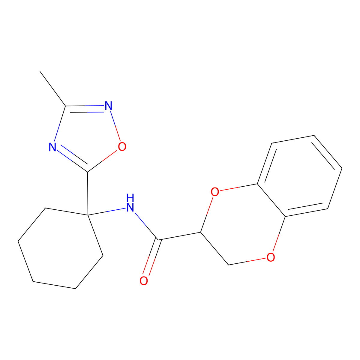 N-[1-(3-methyl-1,2,4-oxadiazol-5-yl)cyclohexyl]-2,3-dihydro-1,4-benzodioxine-2-carboxamide molecular structure, CAS 1326942-45-3
