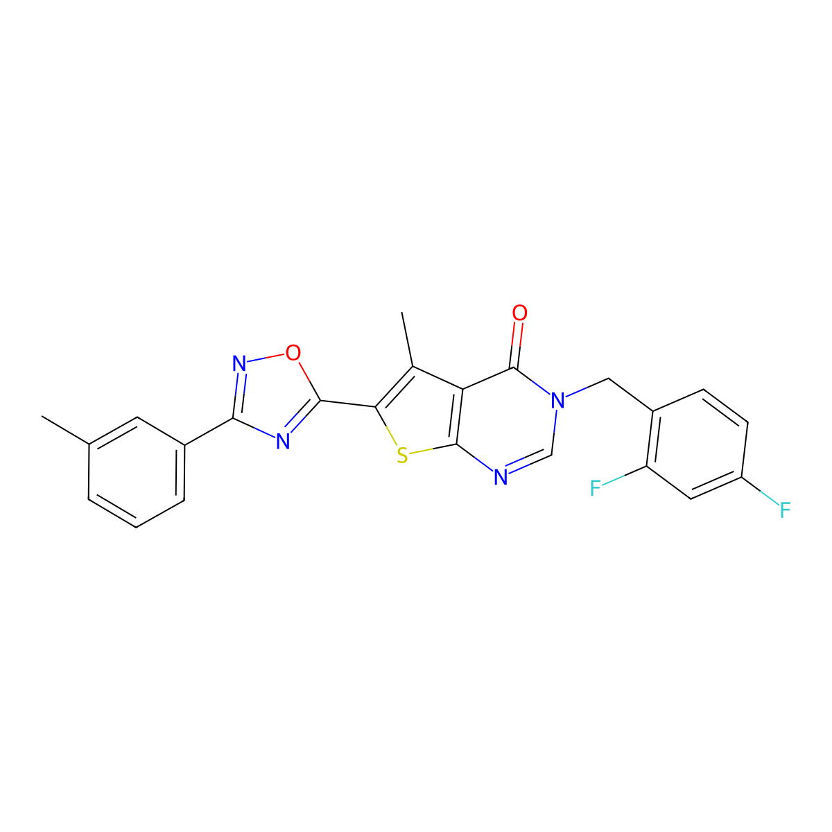 3-(2,4-difluorobenzyl)-5-methyl-6-[3-(3-methylphenyl)-1,2,4-oxadiazol-5-yl]thieno[2,3-d]pyrimidin-4(3H)-one molecular structure, CAS 1326942-49-7
