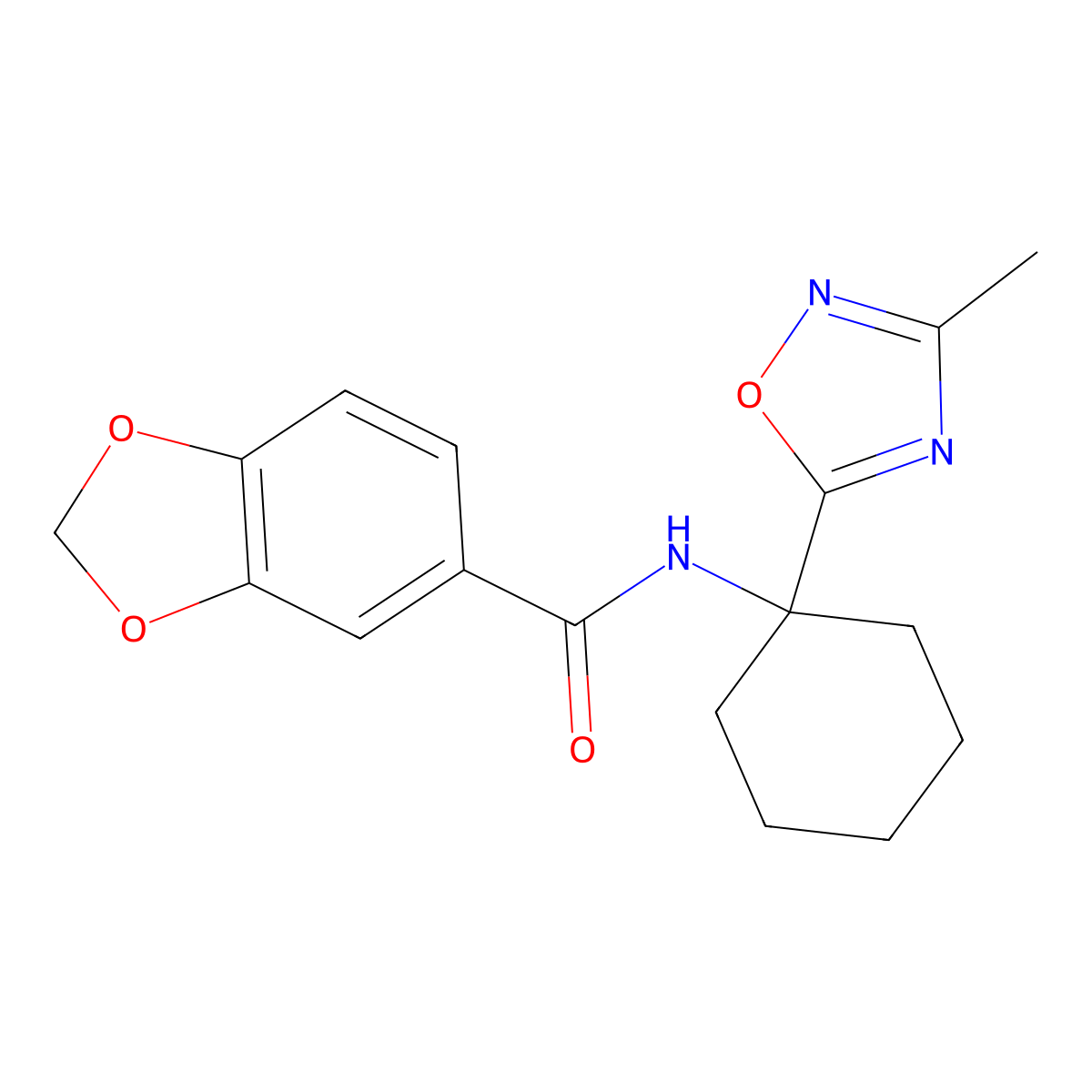 N-(1-(3-methyl-1,2,4-oxadiazol-5-yl)cyclohexyl)benzo[d][1,3]dioxole-5-carboxamide molecular structure, CAS 1326942-50-0