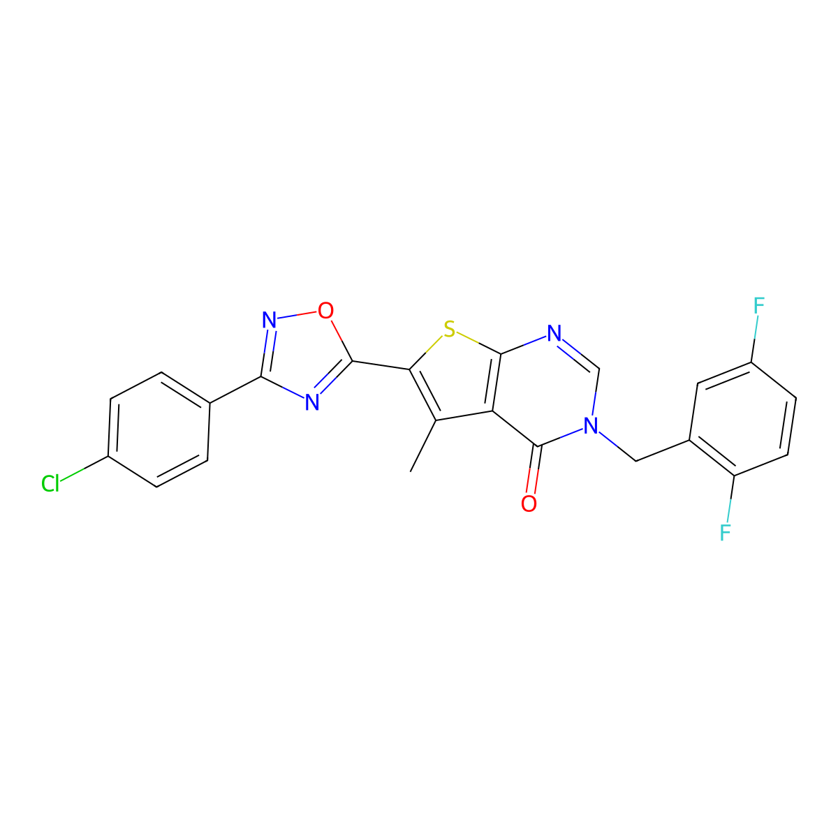 6-(3-(4-chlorophenyl)-1,2,4-oxadiazol-5-yl)-3-(2,5-difluorobenzyl)-5-methylthieno[2,3-d]pyrimidin-4(3H)-one molecular structure, CAS 1326942-54-4