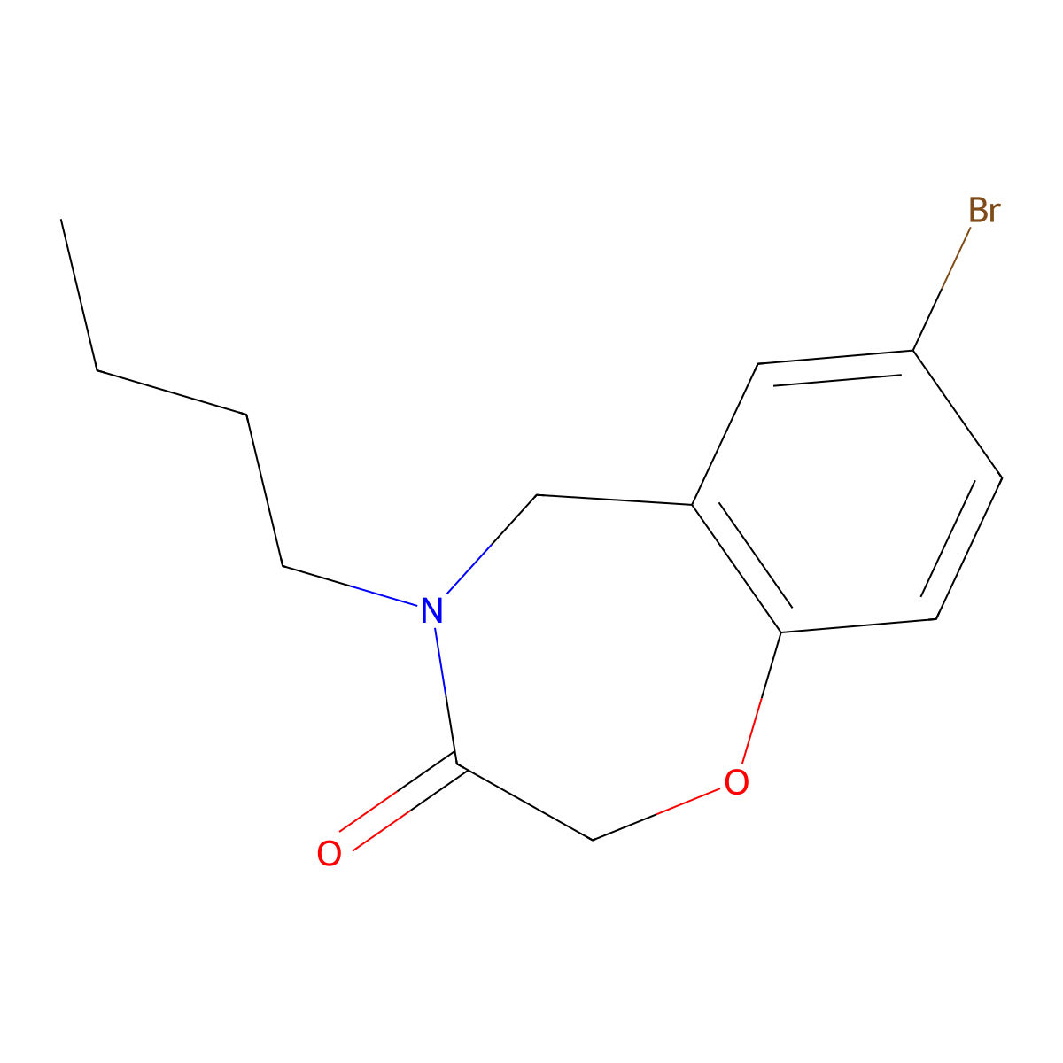 7-bromo-4-butyl-4,5-dihydro-1,4-benzoxazepin-3(2H)-one molecular structure, CAS 1326942-58-8