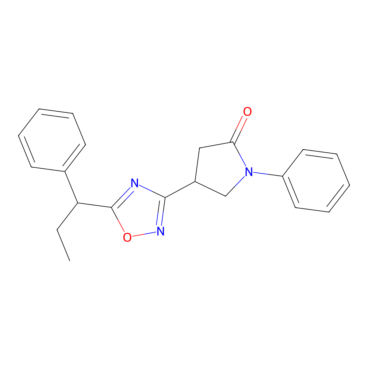 1-Phenyl-4-[5-(1-phenylpropyl)-1,2,4-oxadiazol-3-yl]pyrrolidin-2-one molecular structure, CAS 1326942-66-8