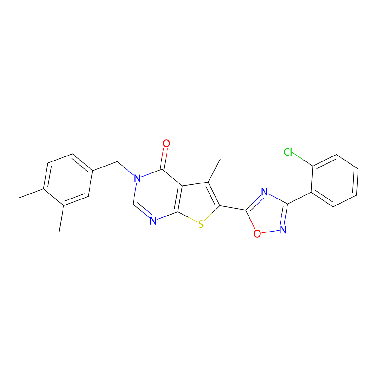 6-[3-(2-chlorophenyl)-1,2,4-oxadiazol-5-yl]-3-(3,4-dimethylbenzyl)-5-methylthieno[2,3-d]pyrimidin-4(3H)-one molecular structure, CAS 1326942-69-1