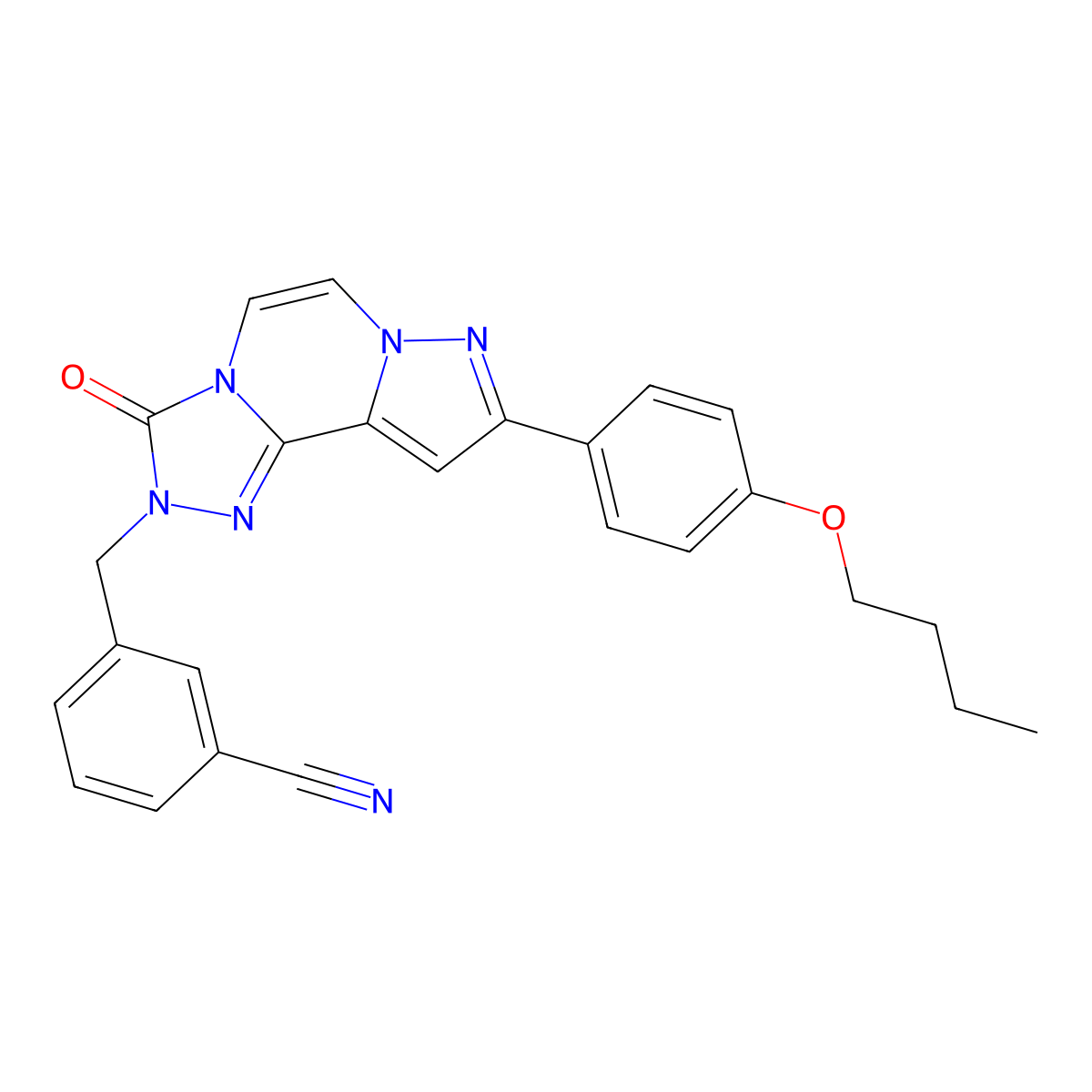 3-{[11-(4-Butoxyphenyl)-5-oxo-3,4,6,9,10-pentaazatricyclo[7.3.0.0^{2,6}]dodeca-1(12),2,7,10-tetraen-4-yl]methyl}benzonitrile molecular structure, CAS 1326943-02-5