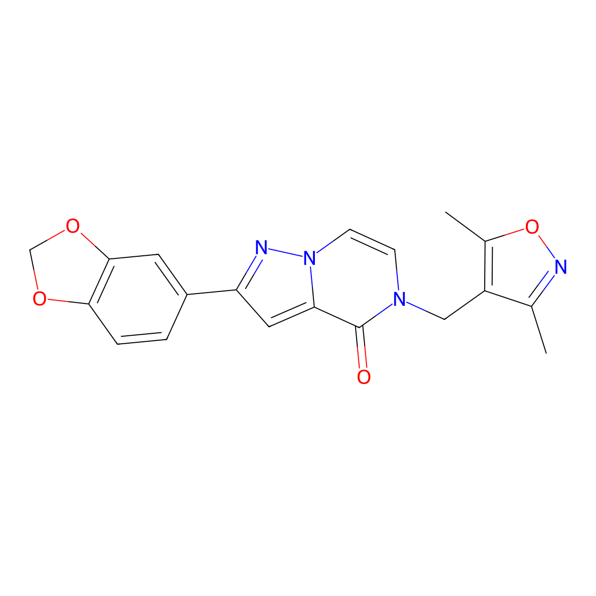 2-(1,3-benzodioxol-5-yl)-5-[(3,5-dimethyl-1,2-oxazol-4-yl)methyl]pyrazolo[1,5-a]pyrazin-4(5H)-one molecular structure, CAS 1326943-27-4