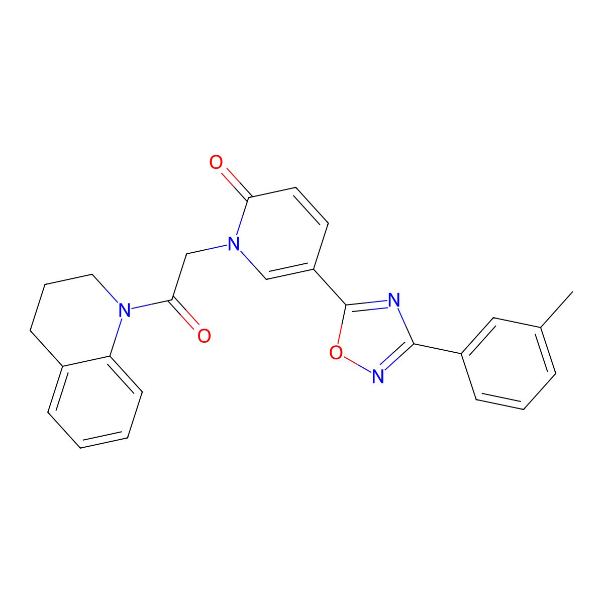 1-[2-(3,4-dihydroquinolin-1(2H)-yl)-2-oxoethyl]-5-[3-(3-methylphenyl)-1,2,4-oxadiazol-5-yl]pyridin-2(1H)-one molecular structure, CAS 1326944-33-5