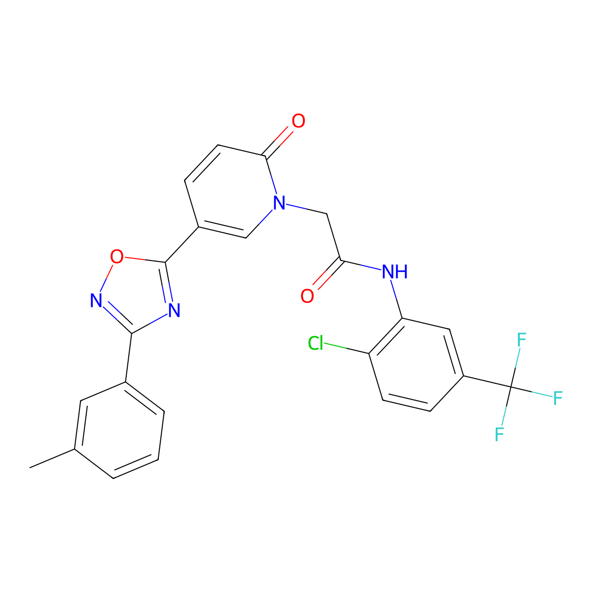 N-[2-chloro-5-(trifluoromethyl)phenyl]-2-{5-[3-(3-methylphenyl)-1,2,4-oxadiazol-5-yl]-2-oxopyridin-1(2H)-yl}acetamide molecular structure, CAS 1326944-34-6