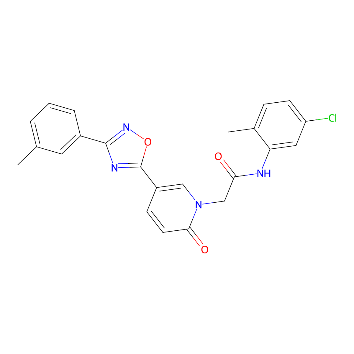N-(5-chloro-2-methylphenyl)-2-{5-[3-(3-methylphenyl)-1,2,4-oxadiazol-5-yl]-2-oxopyridin-1(2H)-yl}acetamide molecular structure, CAS 1326944-35-7