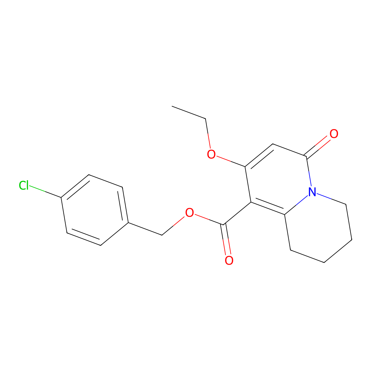 4-chlorobenzyl 8-ethoxy-6-oxo-1,3,4,6-tetrahydro-2H-quinolizine-9-carboxylate molecular structure, CAS 1326954-46-4