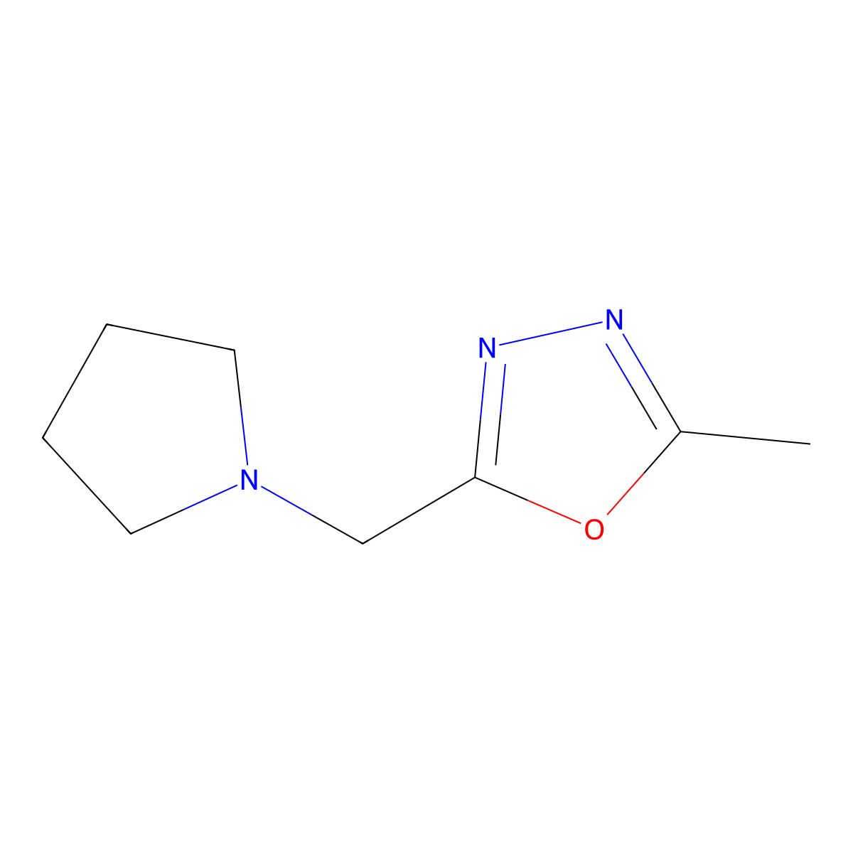 2-Methyl-5-(pyrrolidin-1-ylmethyl)-1,3,4-oxadiazole molecular structure, CAS 1326959-50-5