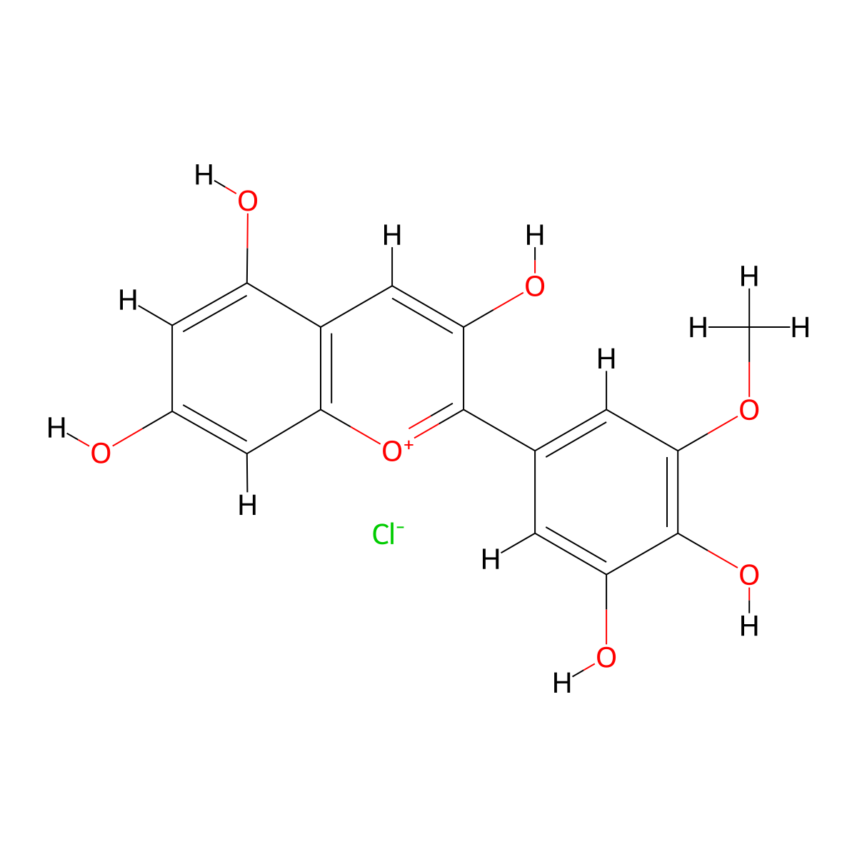 Petunidin molecular structure, CAS 13270-60-5