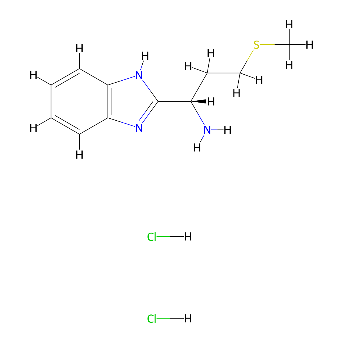 (1S)-1-(1H-1,3-benzodiazol-2-yl)-3-(methylsulfanyl)propan-1-amine dihydrochloride molecular structure, CAS 1327027-34-8