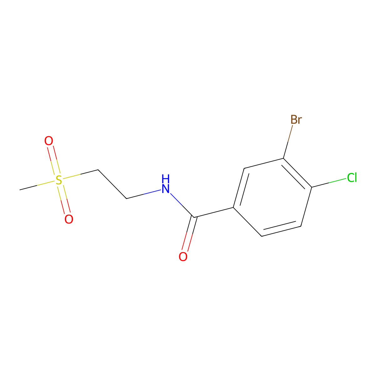 3-Bromo-4-chloro-N-(2-(methylsulfonyl)ethyl)benzamide molecular structure, CAS 1327067-20-8