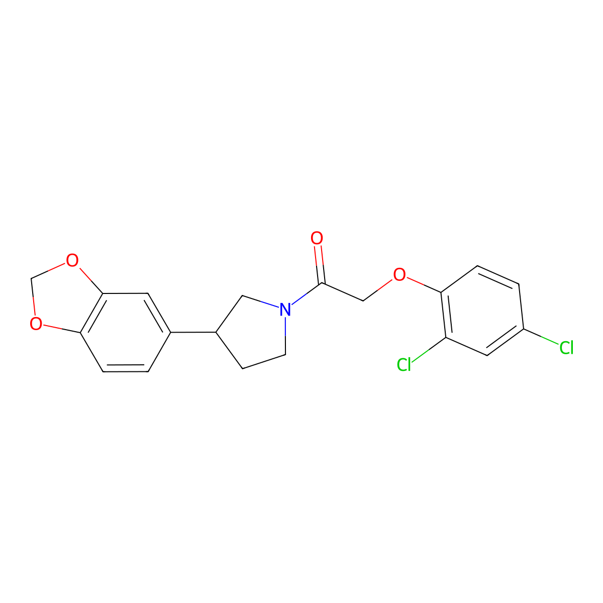 1-(3-(Benzo[d][1,3]dioxol-5-yl)pyrrolidin-1-yl)-2-(2,4-dichlorophenoxy)ethanone molecular structure, CAS 1327076-46-9
