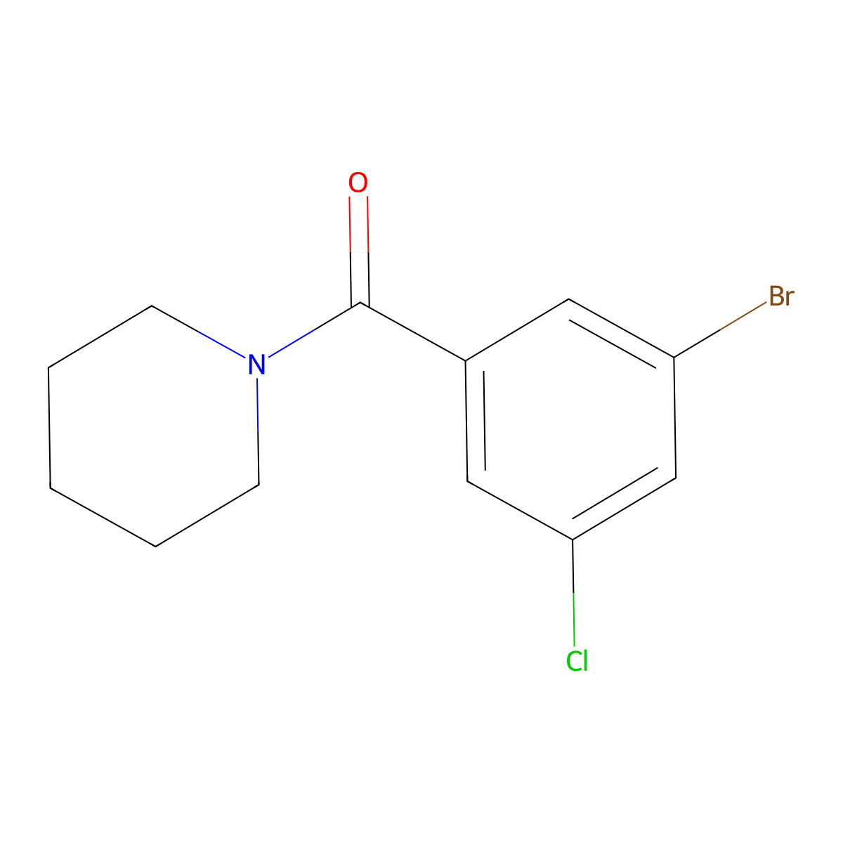 (3-Bromo-5-chlorophenyl)(piperidin-1-yl)methanone molecular structure, CAS 1327121-80-1
