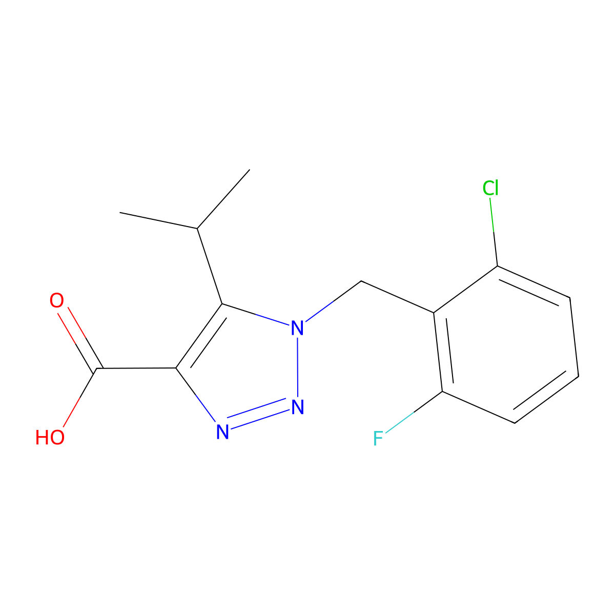 1-(2-chloro-6-fluorobenzyl)-5-isopropyl-1H-1,2,3-triazole-4-carboxylic acid molecular structure, CAS 1327151-00-7