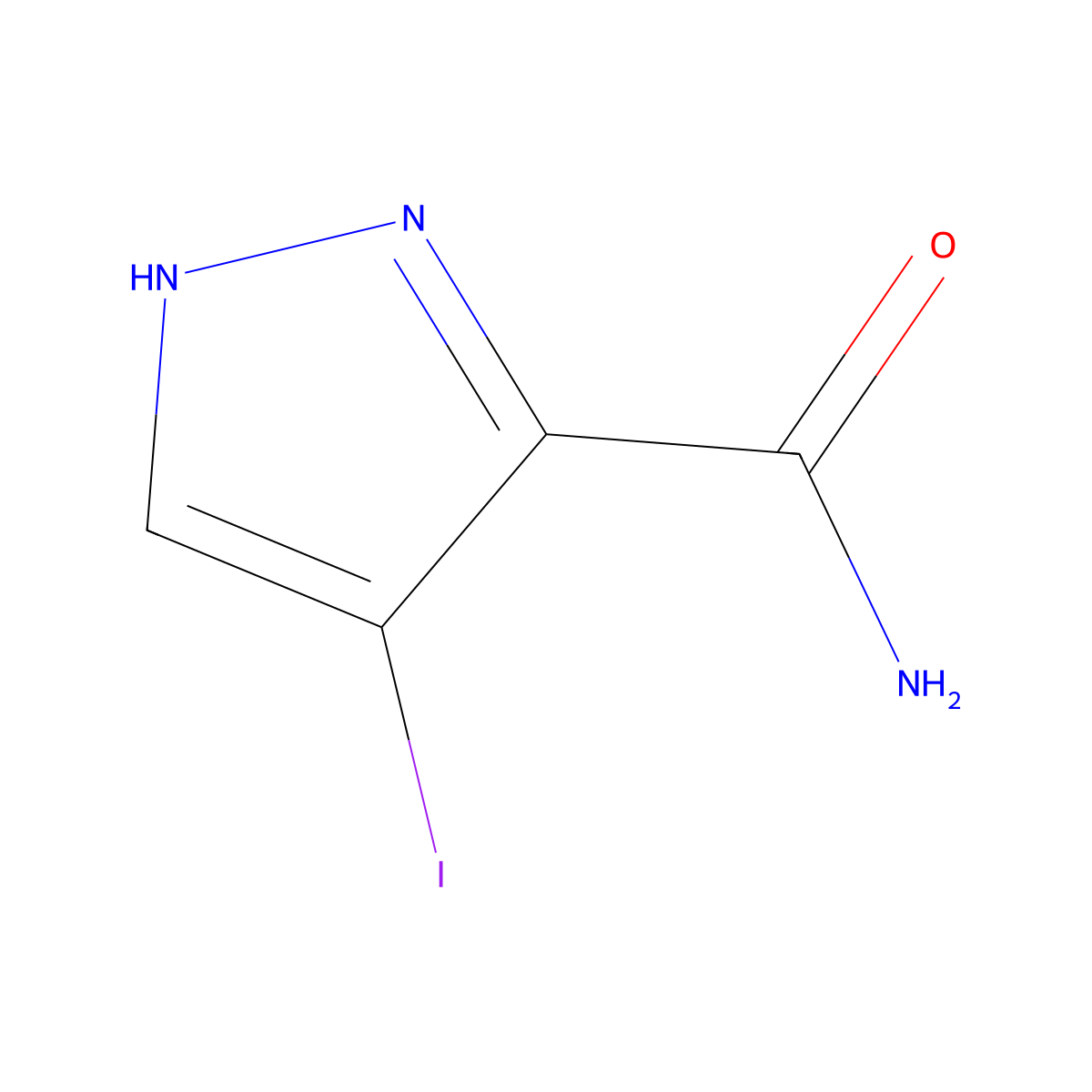 4-Iodo-1H-pyrazole-3-carboxamide molecular structure, CAS 1327155-29-2