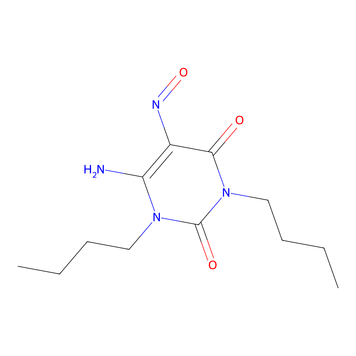 6-Amino-1,3-dibutyl-5-nitroso-2,4(1H,3H)-pyrimidinedione molecular structure, CAS 132716-86-0
