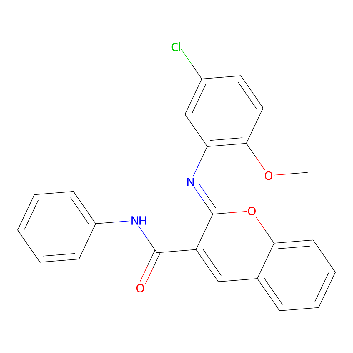 (2Z)-2-[(5-chloro-2-methoxyphenyl)imino]-N-phenyl-2H-chromene-3-carboxamide molecular structure, CAS 1327168-00-2