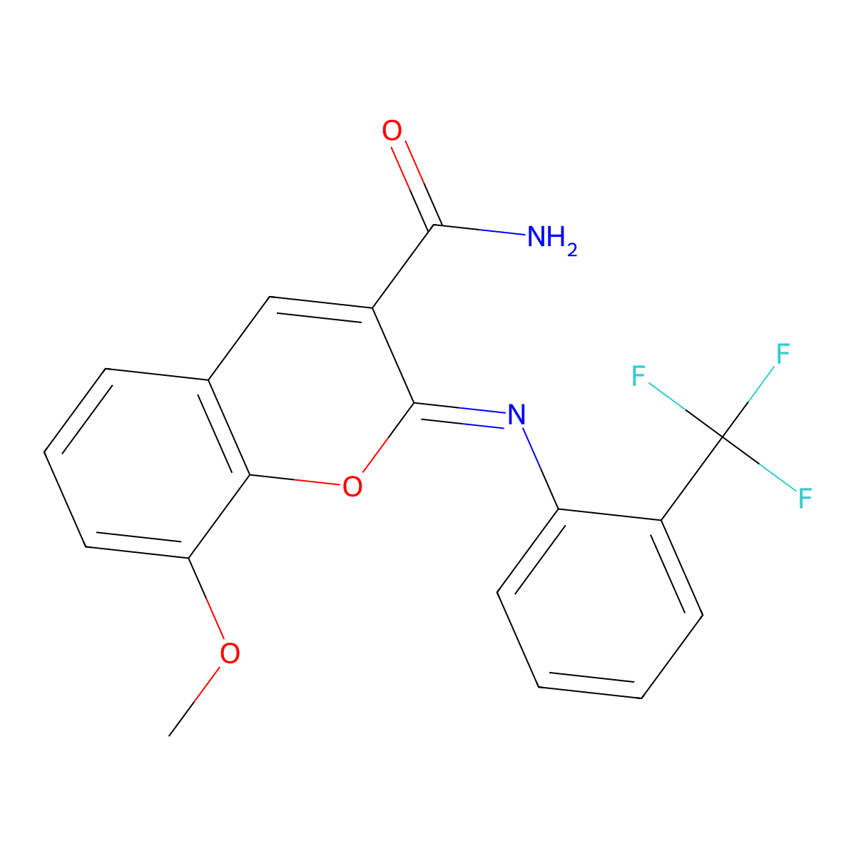 (2Z)-8-methoxy-2-{[2-(trifluoromethyl)phenyl]imino}-2H-chromene-3-carboxamide molecular structure, CAS 1327168-19-3