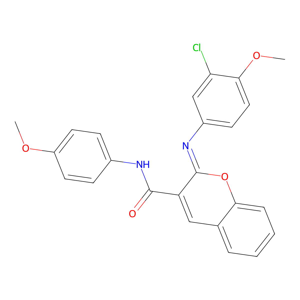 (2Z)-2-[(3-chloro-4-methoxyphenyl)imino]-N-(4-methoxyphenyl)-2H-chromene-3-carboxamide molecular structure, CAS 1327168-20-6