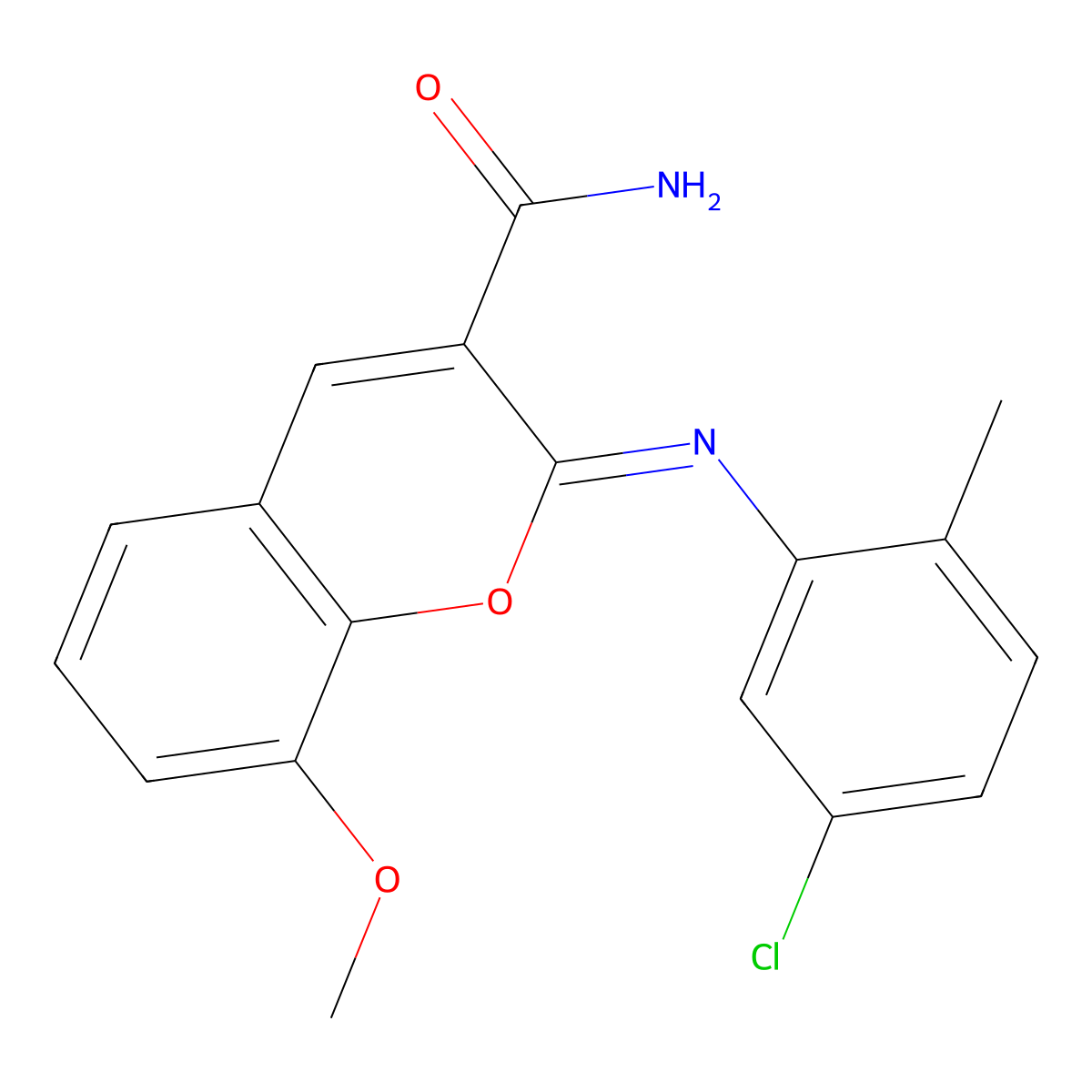(2Z)-2-[(5-chloro-2-methylphenyl)imino]-8-methoxy-2H-chromene-3-carboxamide molecular structure, CAS 1327168-23-9